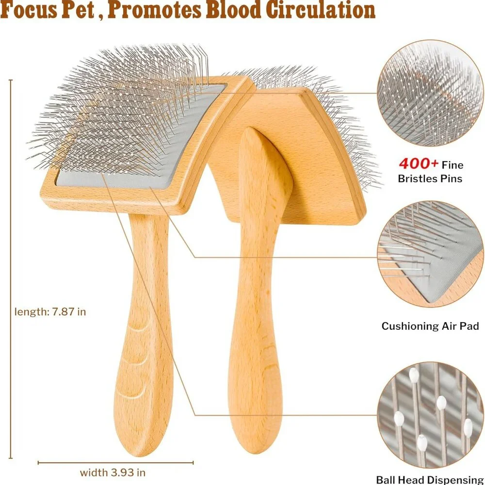 Dog Grooming Slicker Brush & Shedding Comb